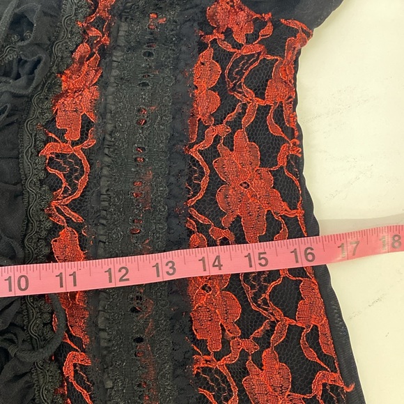 Pretty Angel Punk Goth Halloween Witchy Lace Top Red/Black Size Large - Picture 8 of 9
